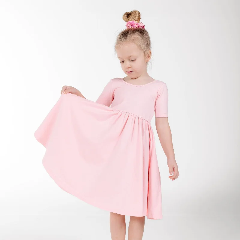 The Short Sleeve Ballet Dress in Tickled Pink