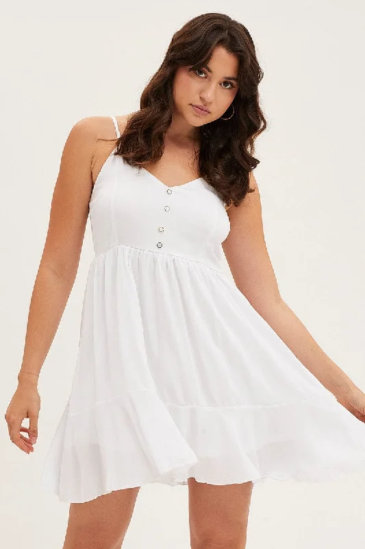 White Chiffon Skater Dress